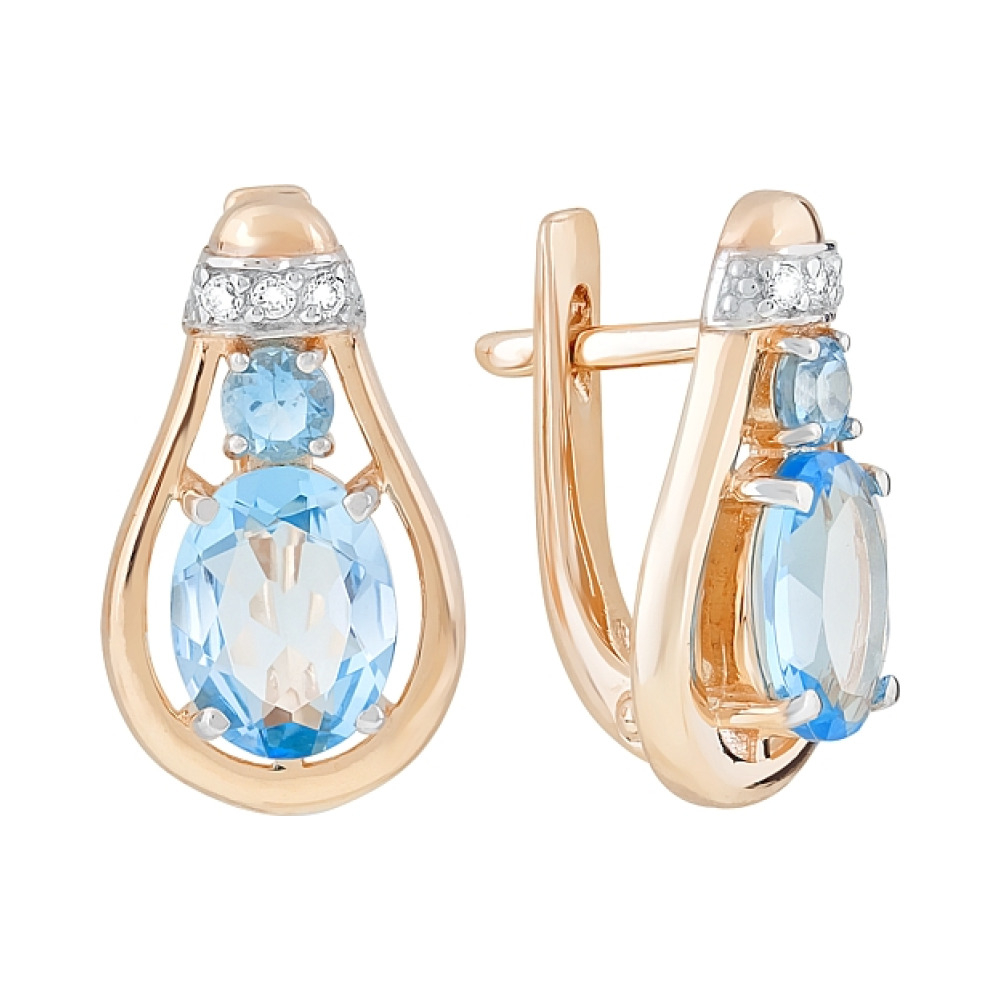 Золотые серьги с топазом и фианитом № 120792