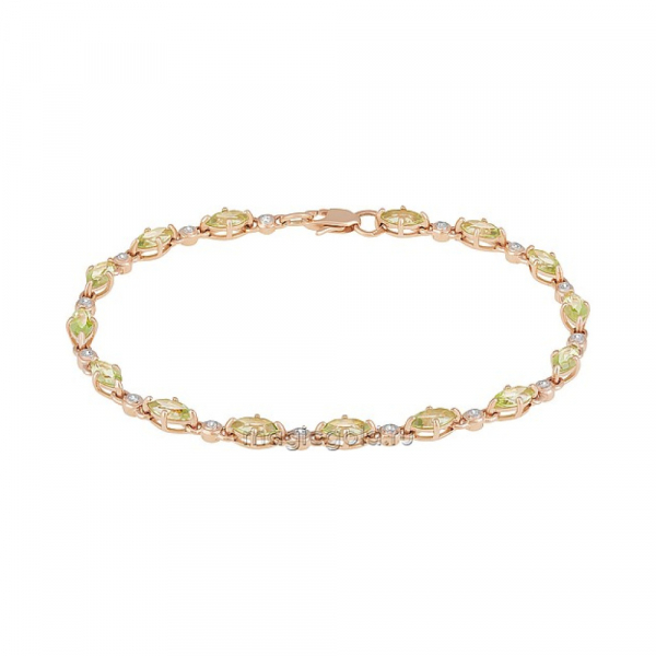 Золотой браслет с хризолитом и фианитом № 163544