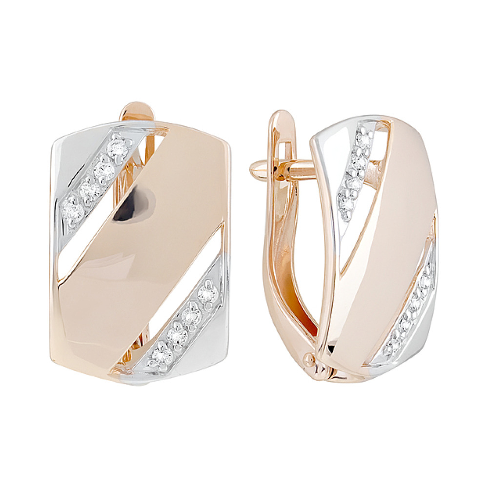 Золотые серьги с фианитом № 127596