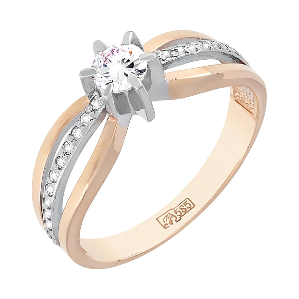 Золотое кольцо с бриллиантом № 116988