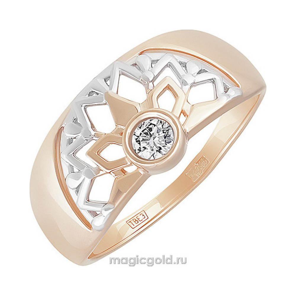 Золотое кольцо с фианитом № 155831