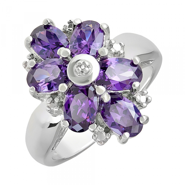 Серебряное кольцо с фианитом № 107287