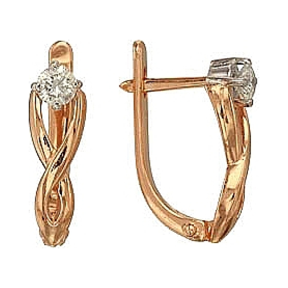 Золотые серьги с бриллиантом № 28462