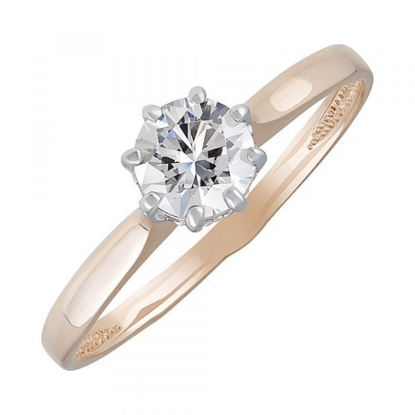 Золотое кольцо с кристаллом swarovski и фианитом № 134991