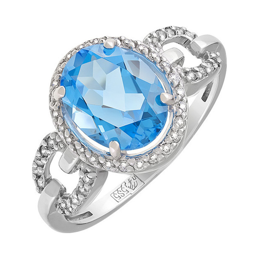 Золотое кольцо с топазом и фианитом № 127557