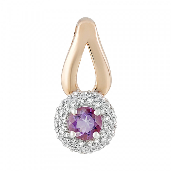 Золотая подвеска с аметистом и фианитом № 128519