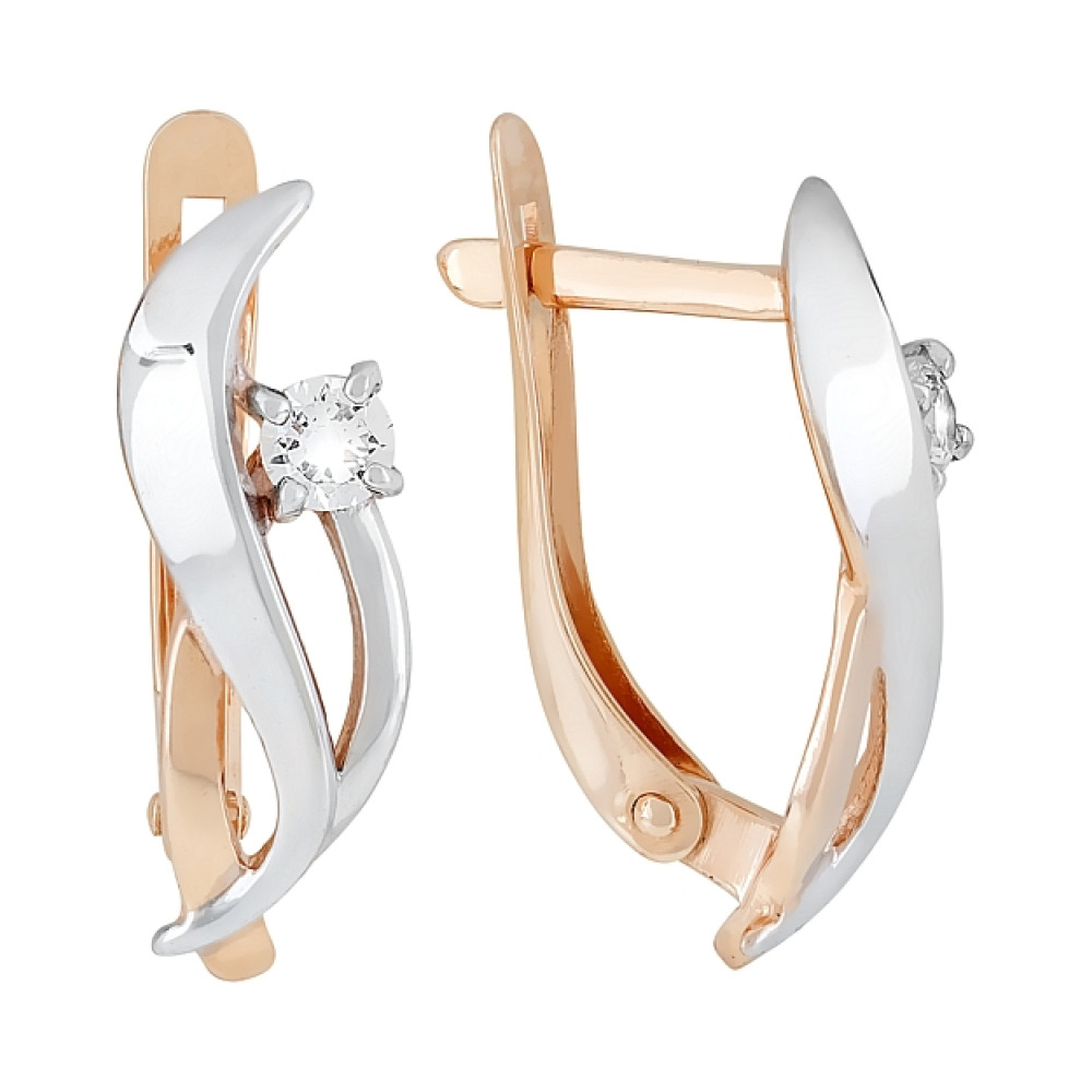 Золотые серьги с фианитом № 119024