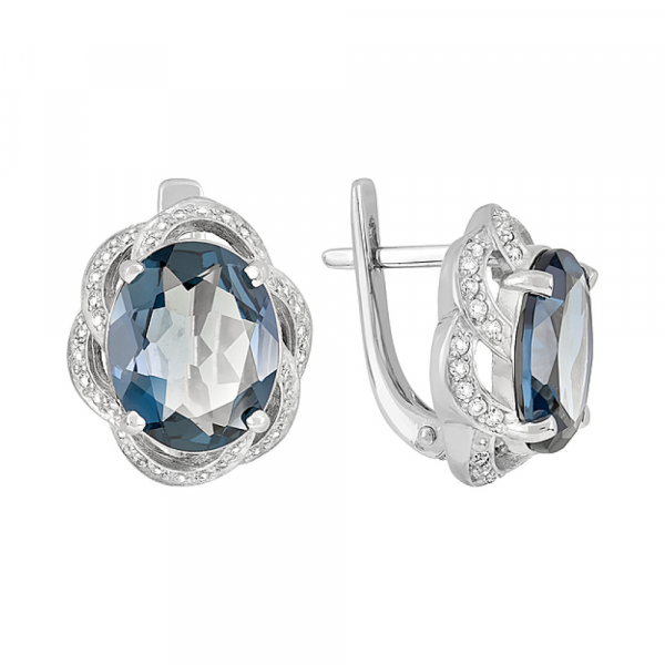 Золотые серьги с топазом и фианитом № 119624