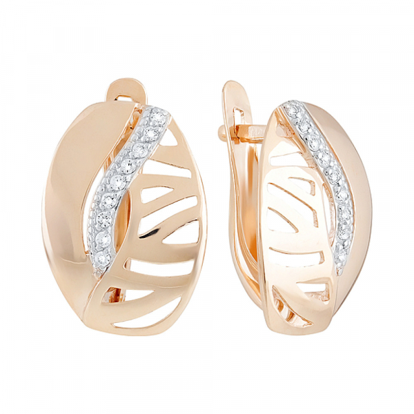 Золотые серьги с фианитом № 130016