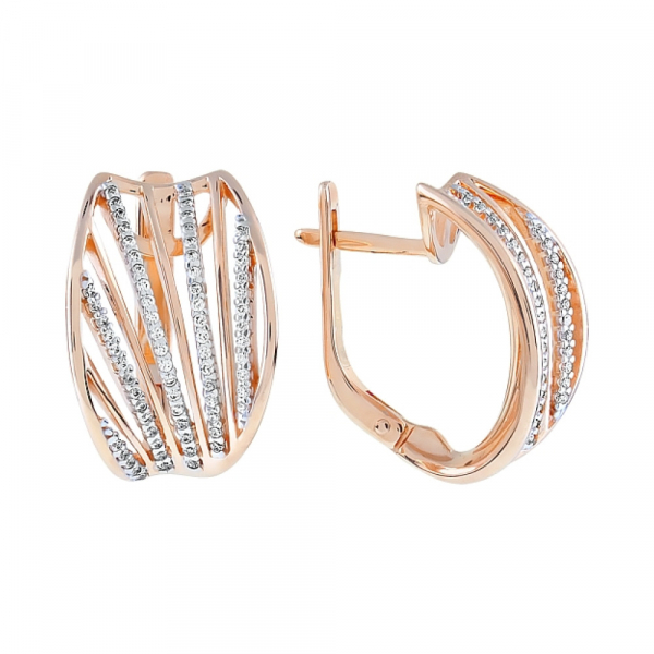 Золотые серьги с фианитами № 111371