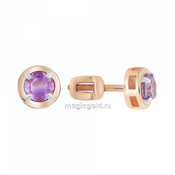 Пуссеты с аметистом № 172239