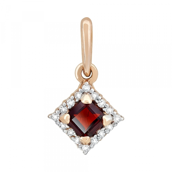 Золотая подвеска с гранатом и фианитом № 106821