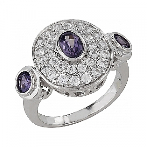 Серебряное кольцо с имитац. корунда и фианитом № 99928