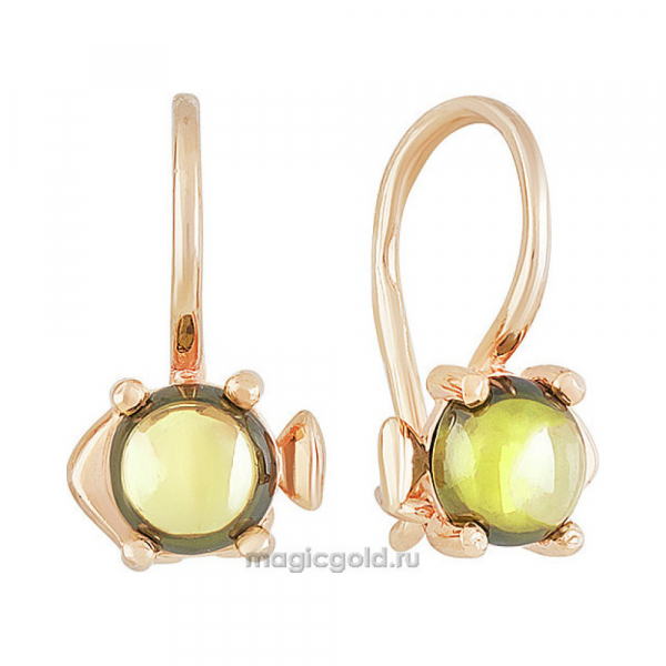 Золотые серьги с фианитом № 156412