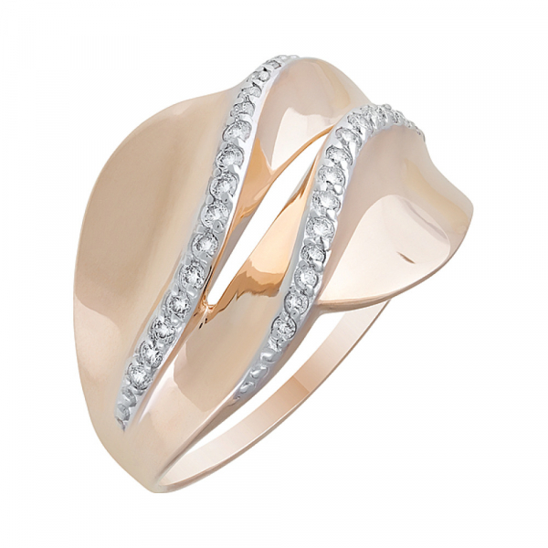 Золотое кольцо с фианитами № 127486