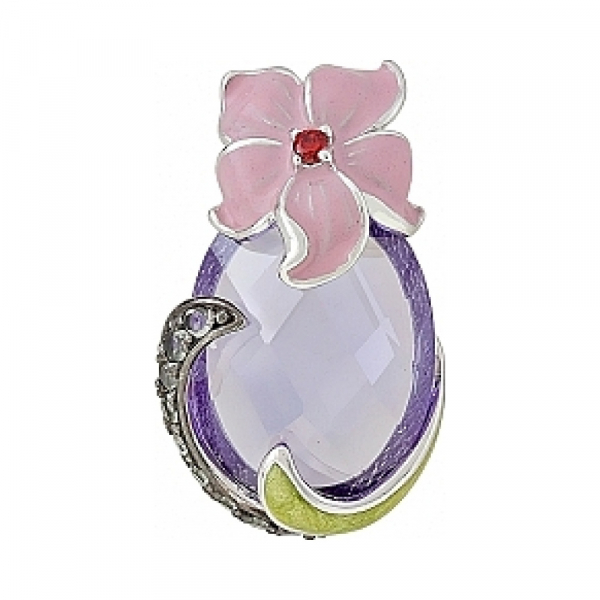 Серебряная подвеска с имитац. шпинели и фианитом № 108557