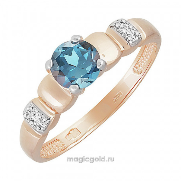 Золотое кольцо с топазом и фианитом № 142131