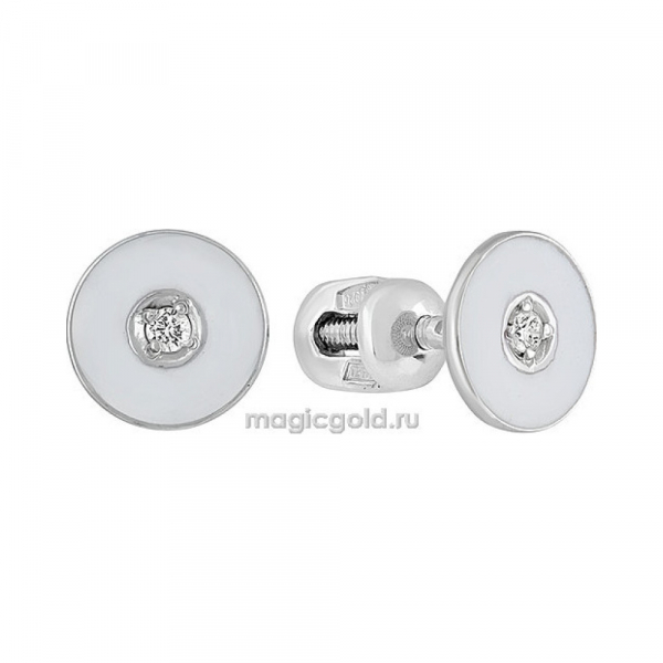 Пуссеты с эмалью и фианитом  № 140086