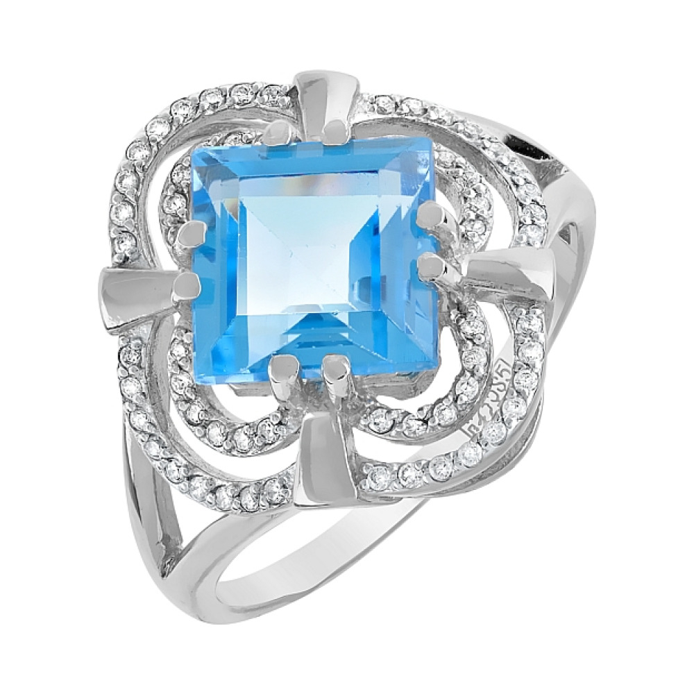 Золотое кольцо с топазом и фианитом № 118861