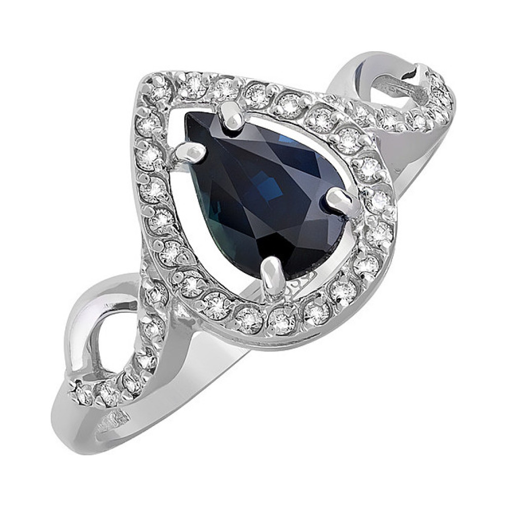 Золотое кольцо с бриллиантом и сапфиром № 120946