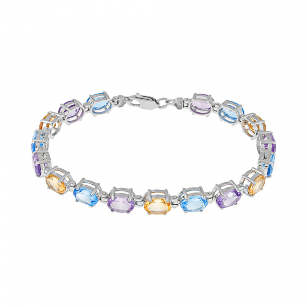 Серебряный браслет с полудраг. вставками № 123869