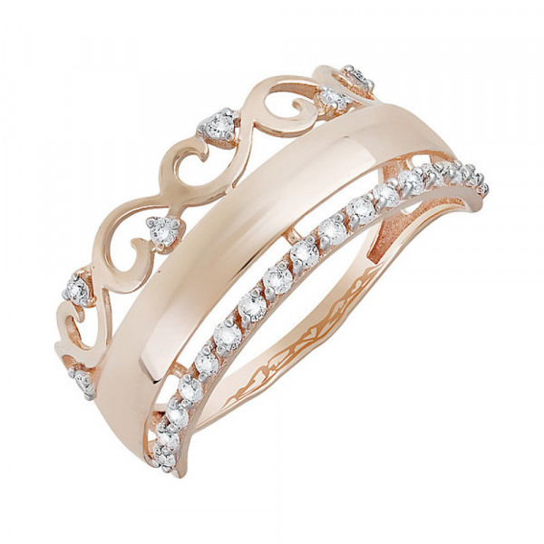 Золотое кольцо с фианитом № 133235