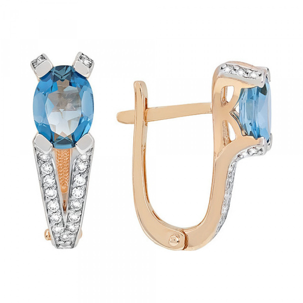 Золотые серьги с топазом и фианитом № 115382