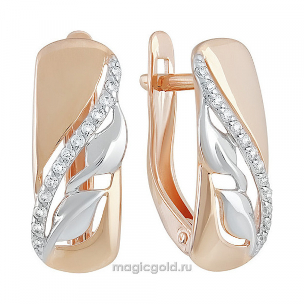 Золотые серьги с фианитом № 136946