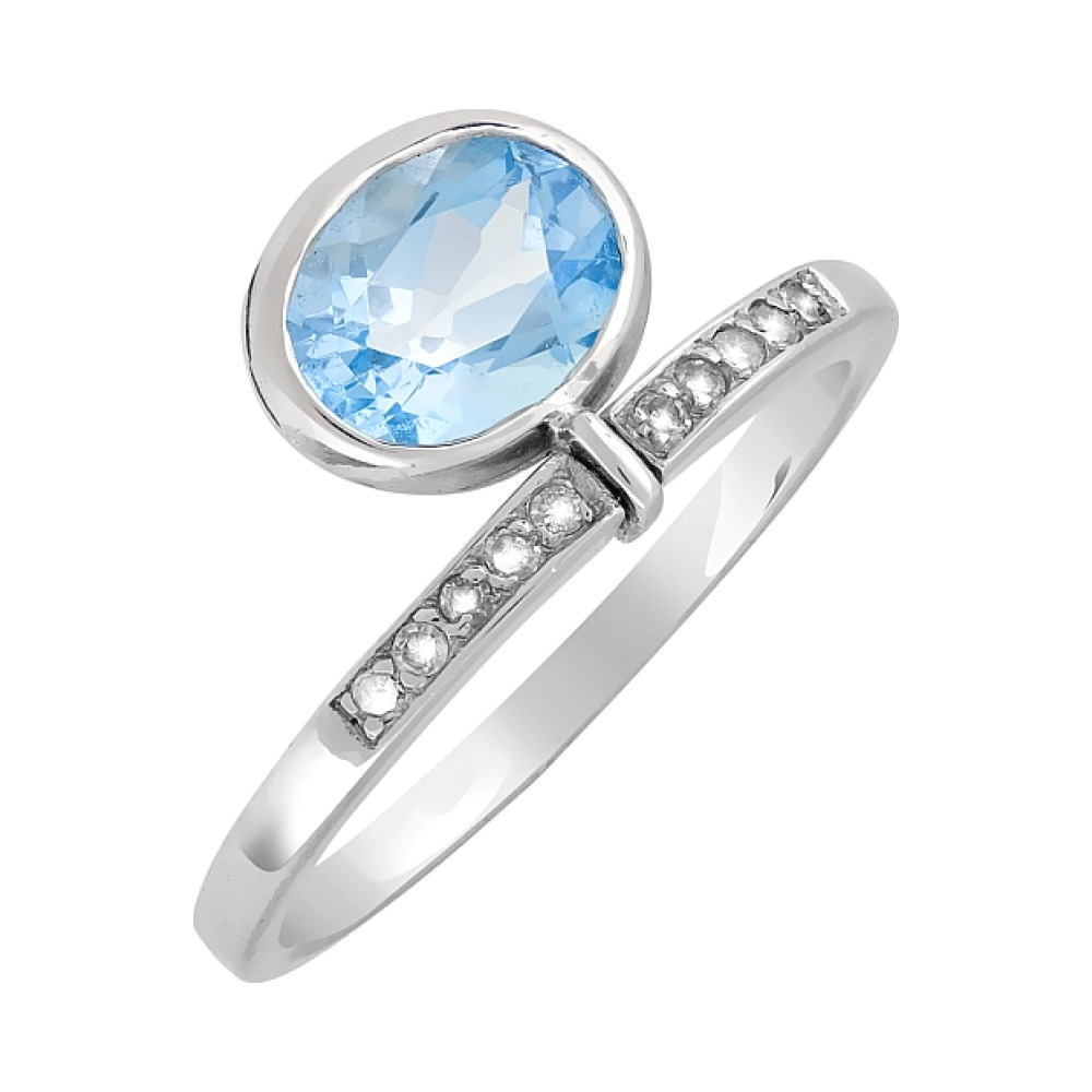 Золотое кольцо с бриллиантом и топазом № 7145