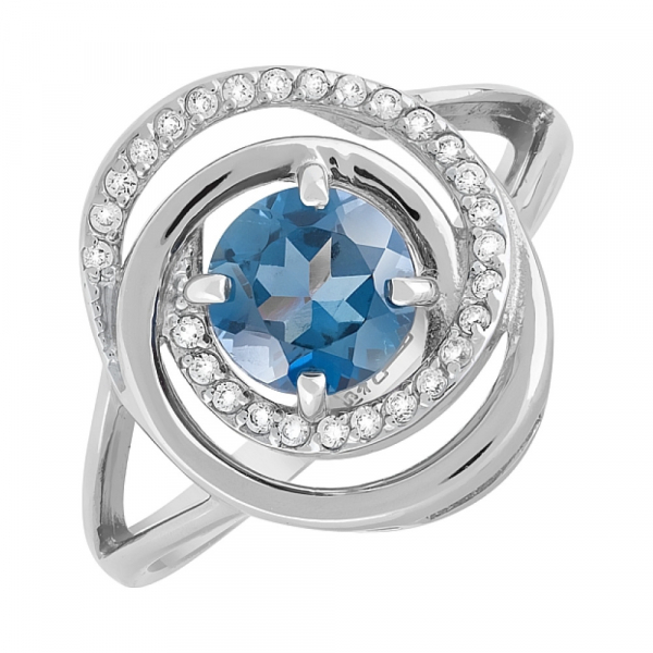 Золотое кольцо с топазом и фианитом № 119409