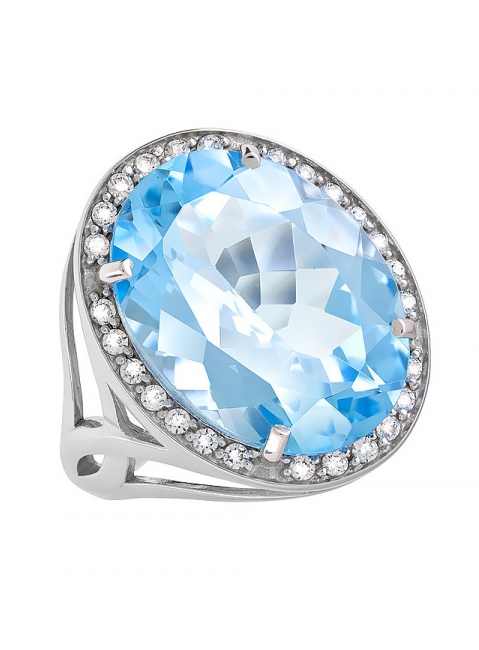 Золотое кольцо с топазом и фианитом № 120715