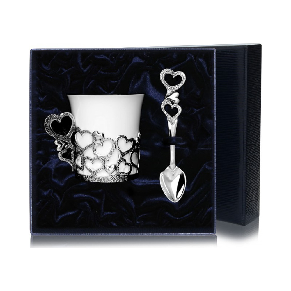 Чашка кофейная Сердечко, чернение