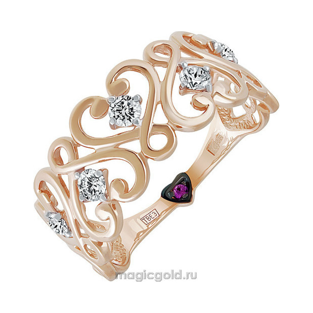 Золотое кольцо с фианитом № 140444