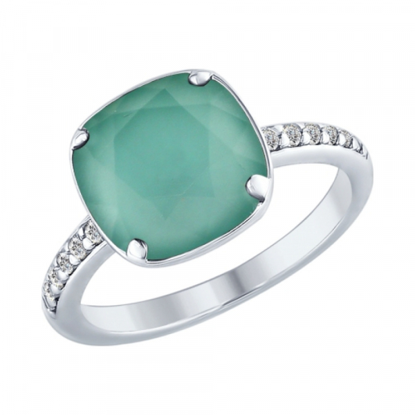 Серебряное кольцо с кристаллом swarovski и фианитом № 161724