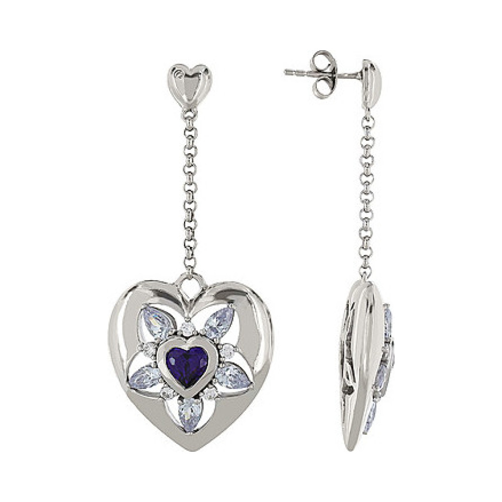 Серебряные серьги с фианитом № 82855