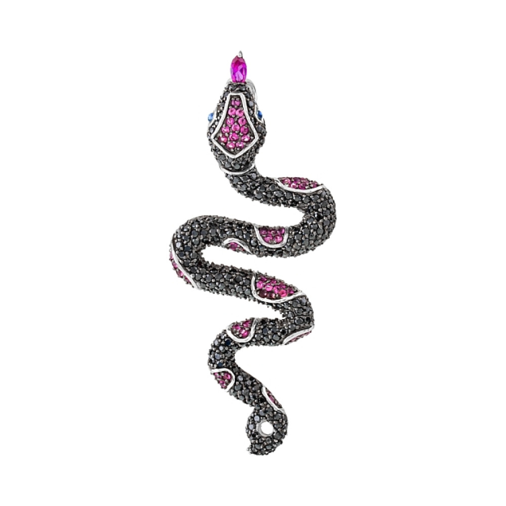 Серебряная подвеска с фианитом и имитац.рубина № 82588