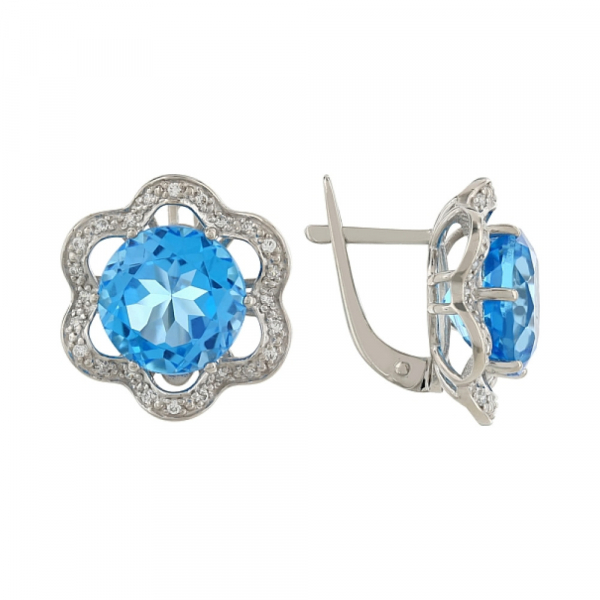 Золотые серьги с топазом и фианитом № 105274