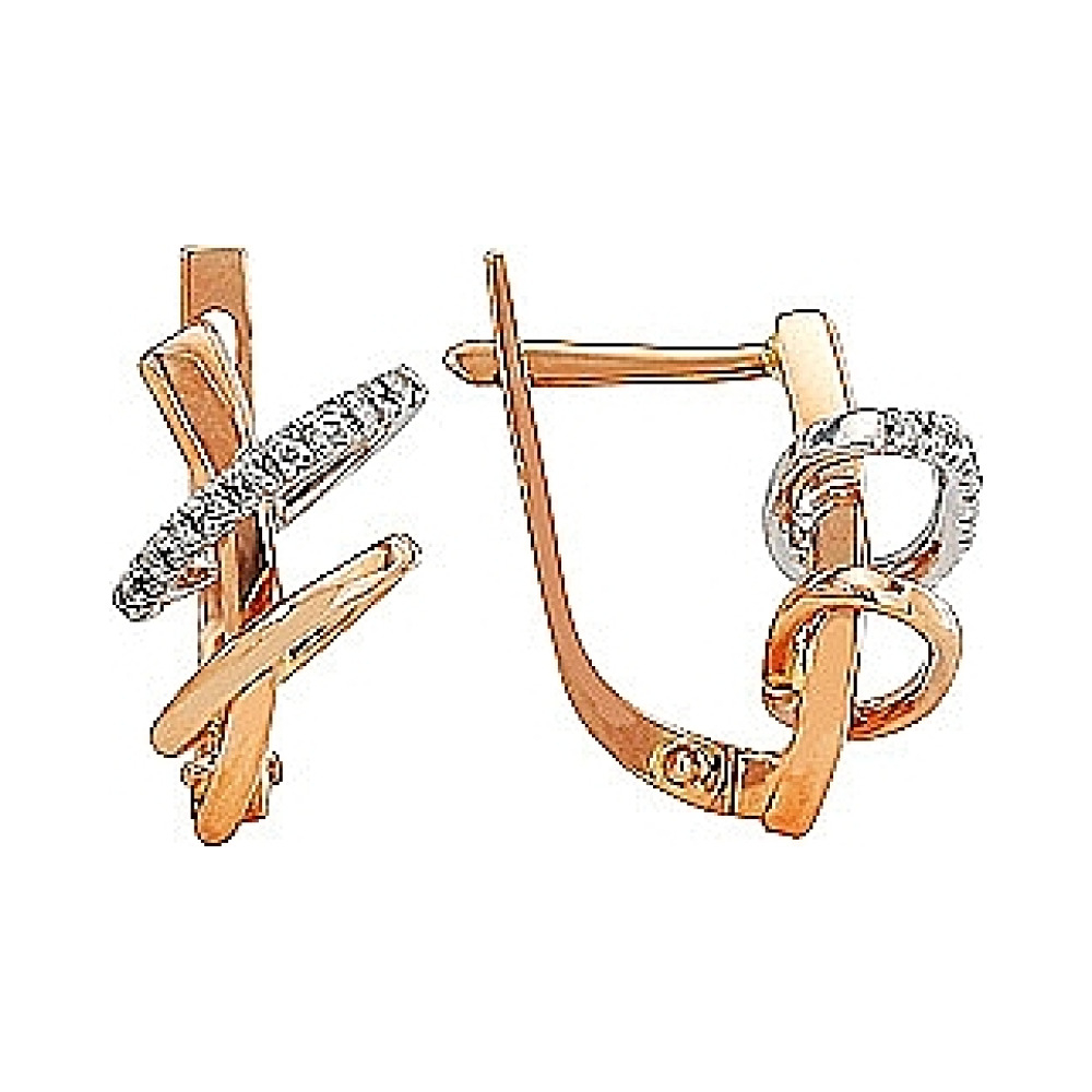 Золотые серьги с бриллиантом № 96325