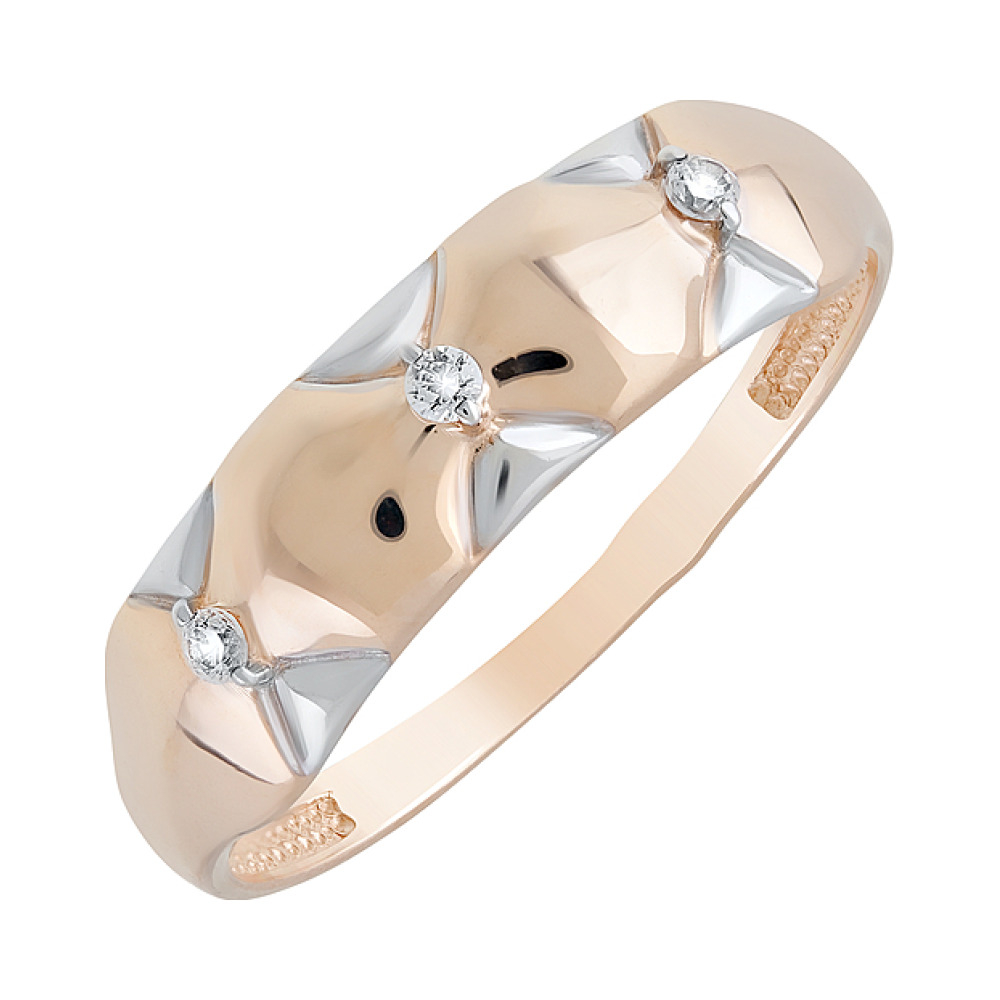 Золотое кольцо с фианитами № 126690