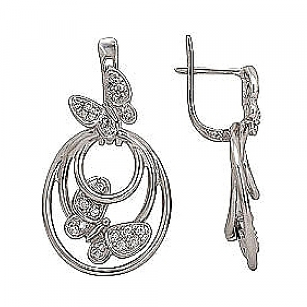 Серебряные серьги с фианитом № 70899