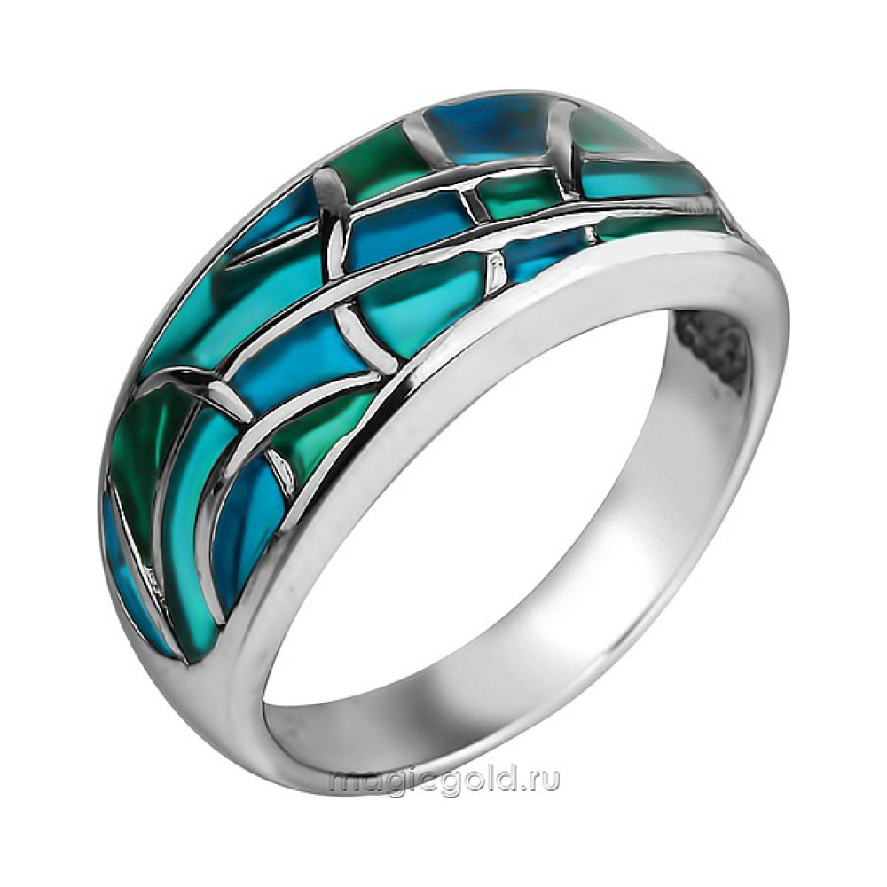 Серебряное кольцо с эмалью № 138686