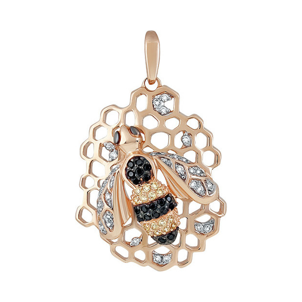 Золотая подвеска с фианитом № 137426