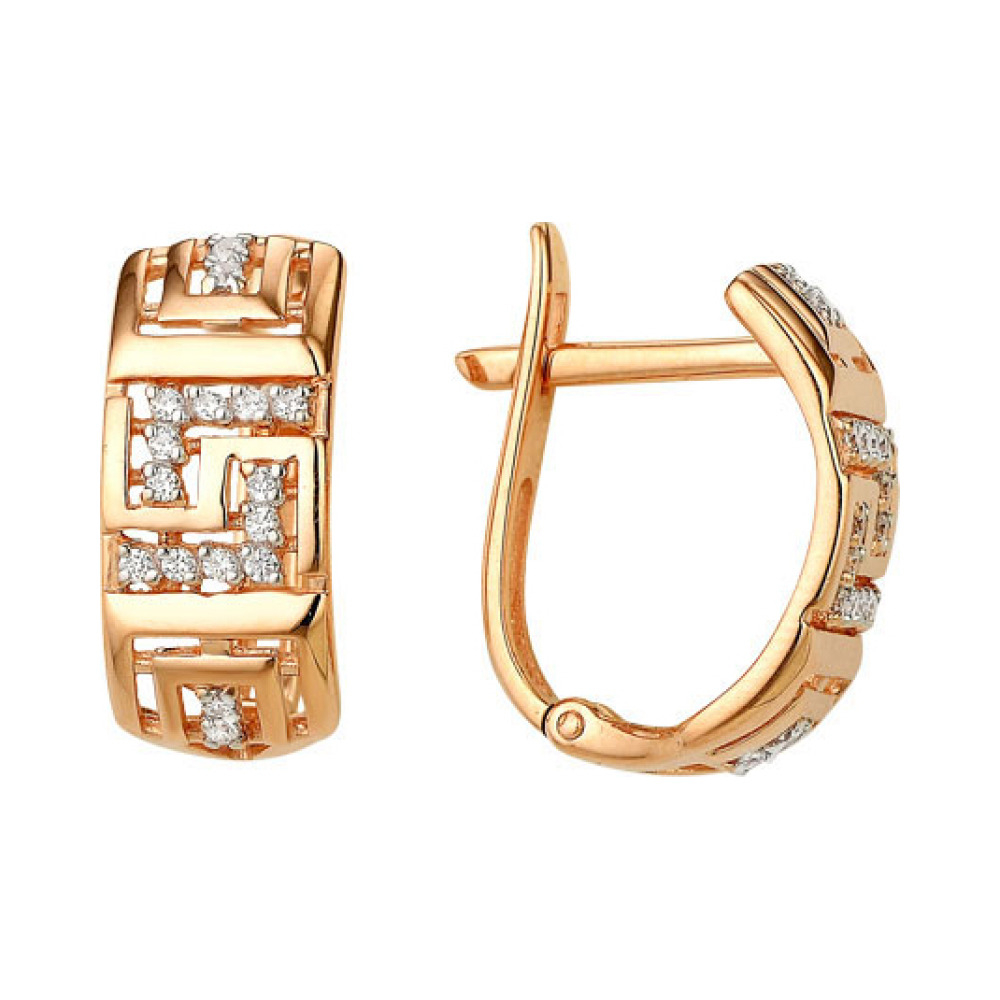 Золотые серьги с фианитом № 141130