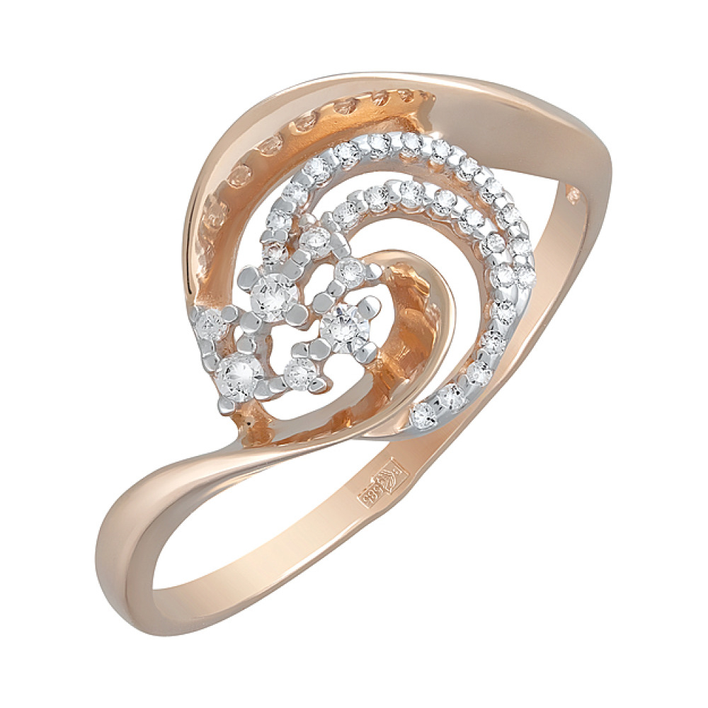 Золотое кольцо с фианитами № 124691