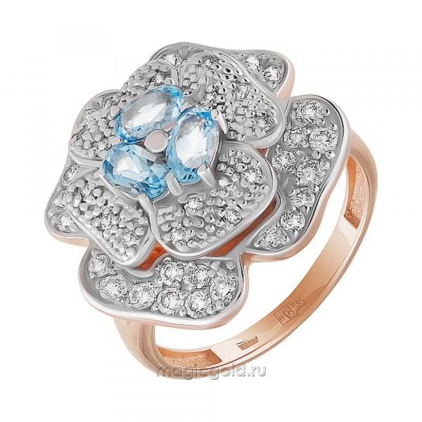 Золотое кольцо с топазом и фианитом № 164112