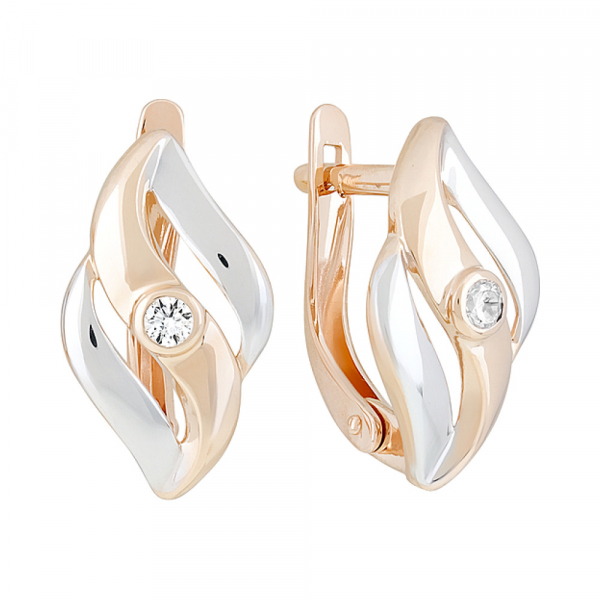 Золотые серьги с фианитами № 127582