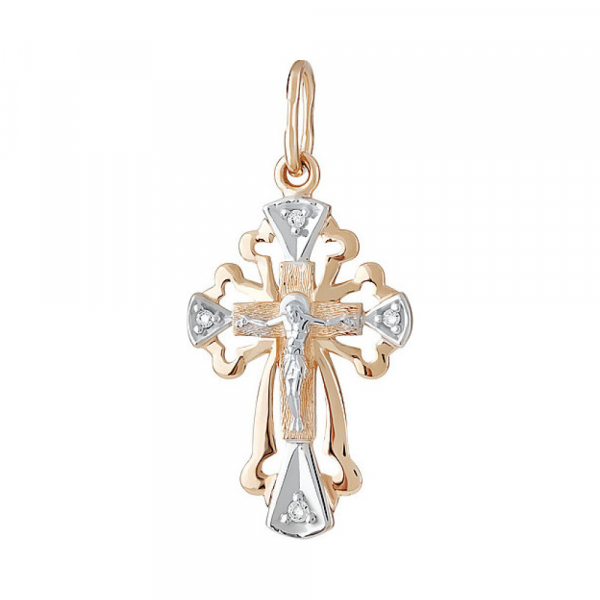 Крест литой с накладкой б/з и фианитами № 133721