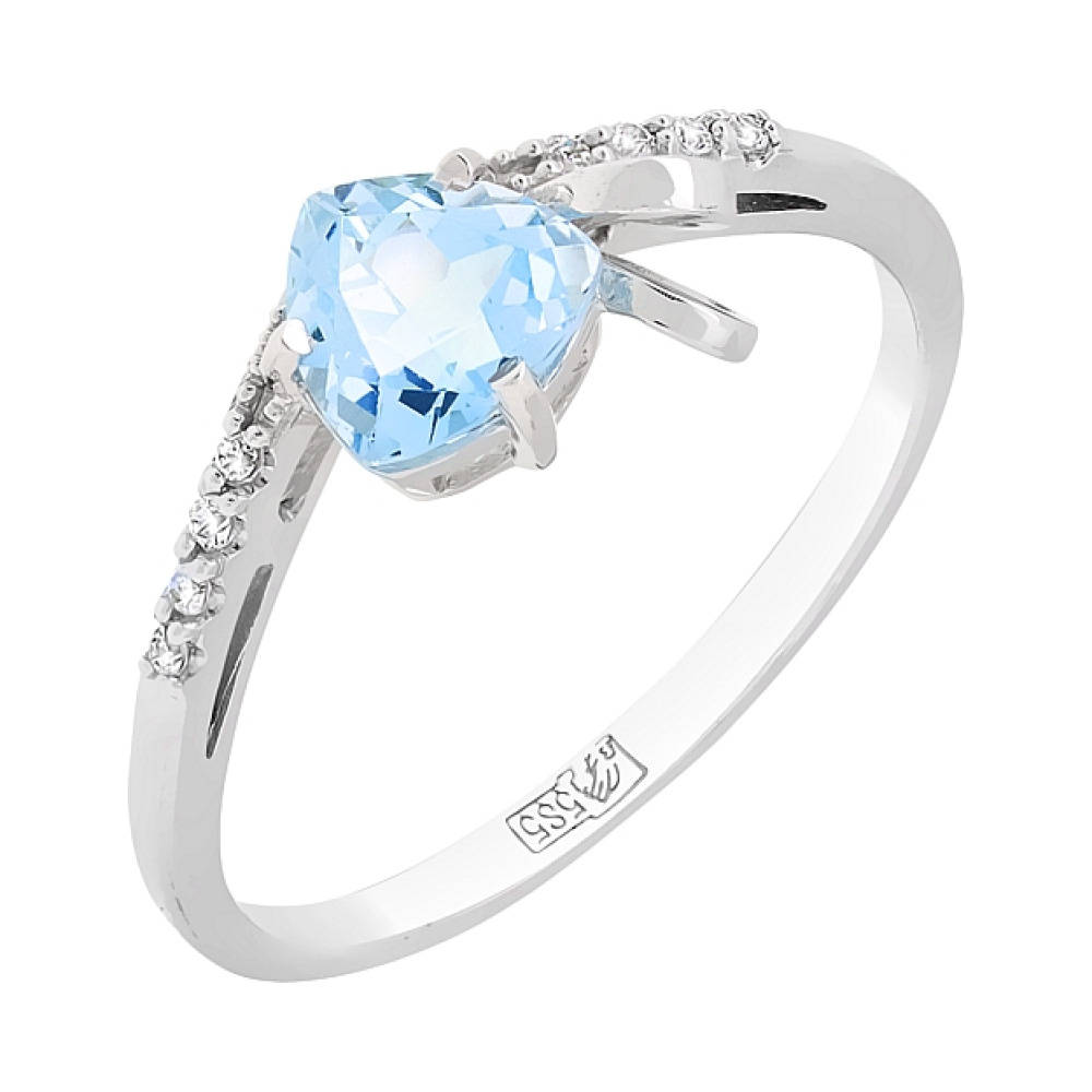 Золотое кольцо с топазом и фианитом № 99040