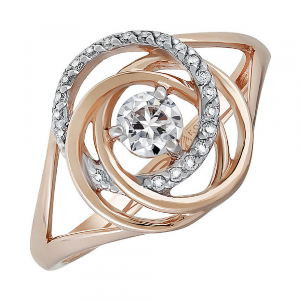 Золотое кольцо с фианитом № 134762