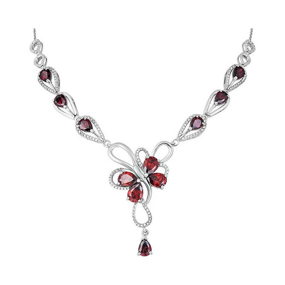 Серебряное колье с фианитом № 126623